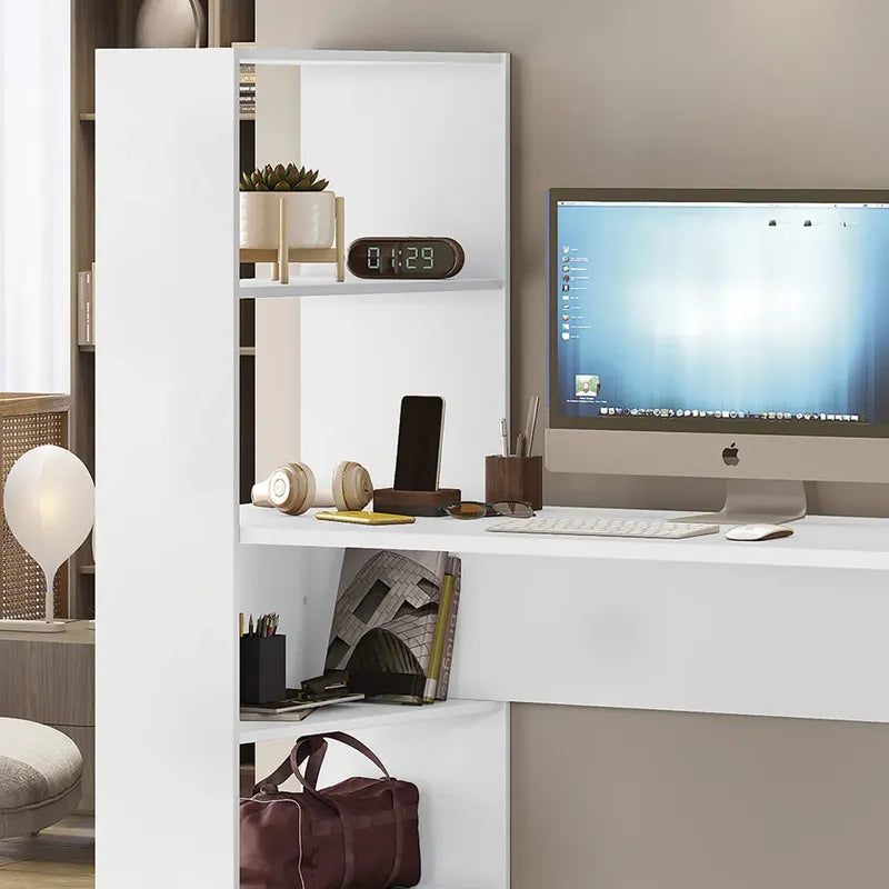 Escritorio Exahome Mesa De Pc Con Biblioteca Mesa De Trabajo Blanco