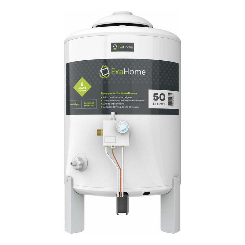 Termotanque Multigas Exahome Ttq 50 Blanco Carga Superior Blanco