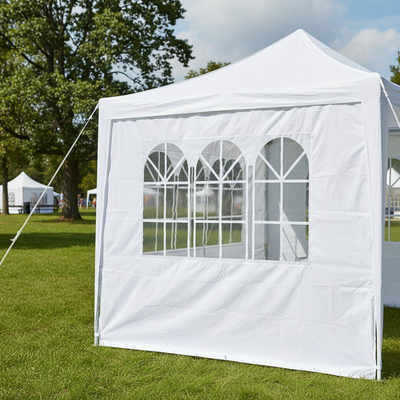 Pared Cobertor P/ Gazebo De 4x3 C/ Ventana Patio Cerramiento Blanco