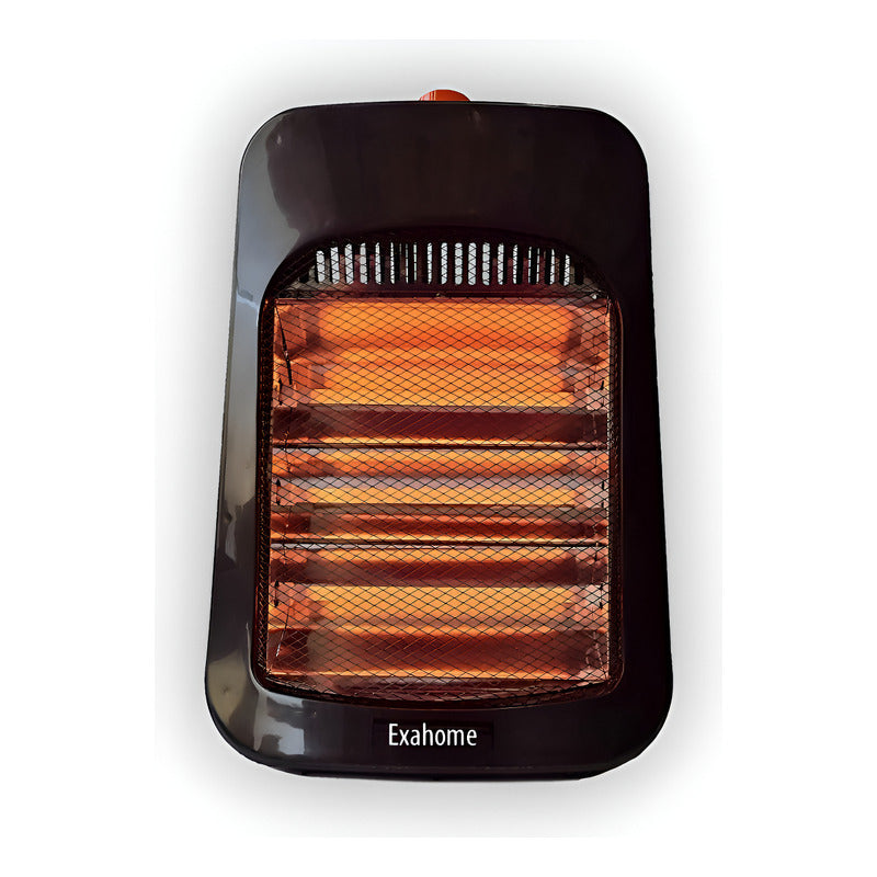 Estufa Halógena Eléctrica Exahome 3 Velas 1200w Con Corte Negro