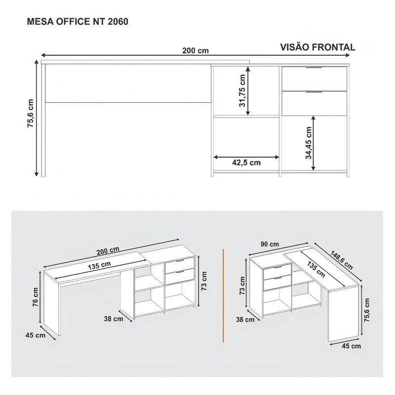 Escritorio Articulado Mesa De Computación Con Extension Negro