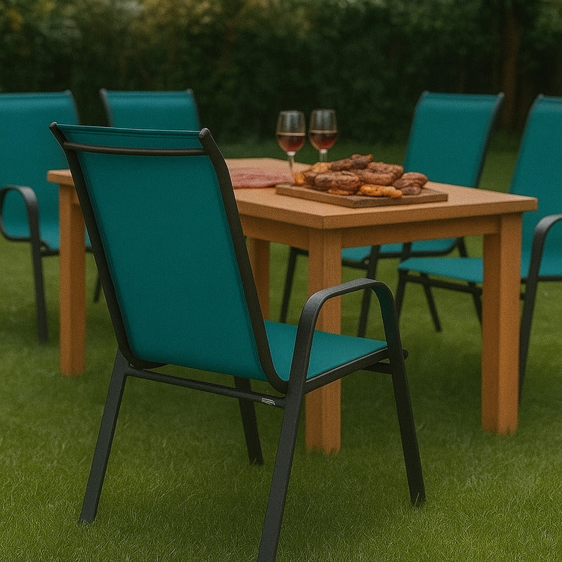 2 Sillas Reposera Textileno Apilable Jardin Country Hogar