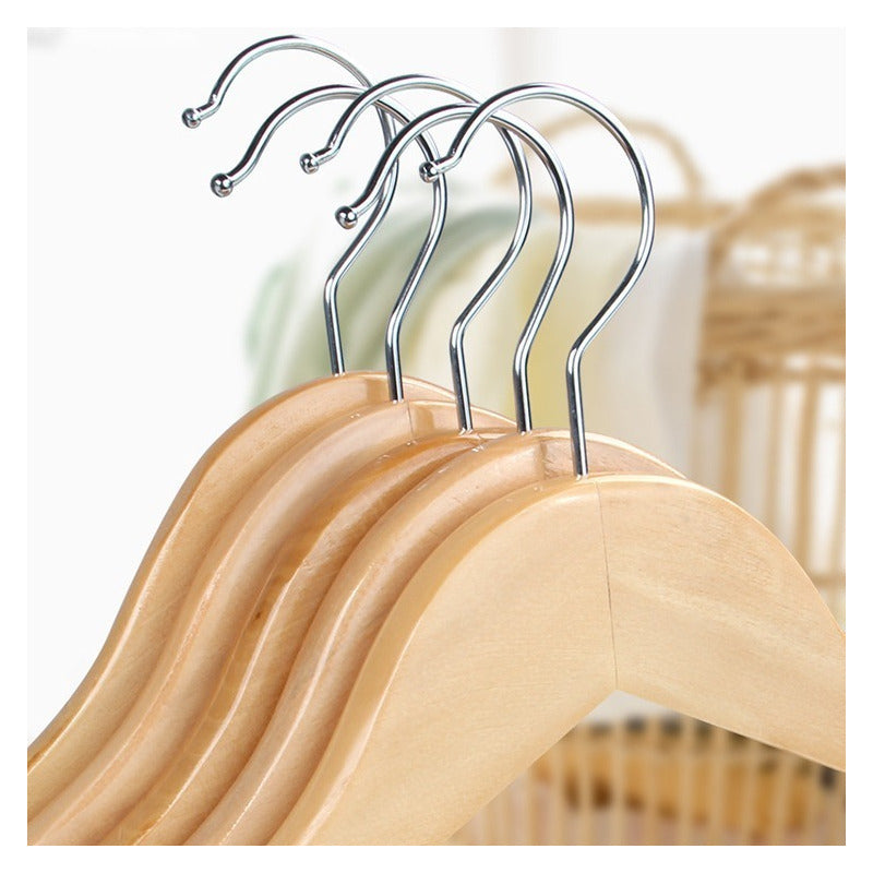 Perchas De Madera Lustrada Exahome Elegante Pack 8 Unidades Natural