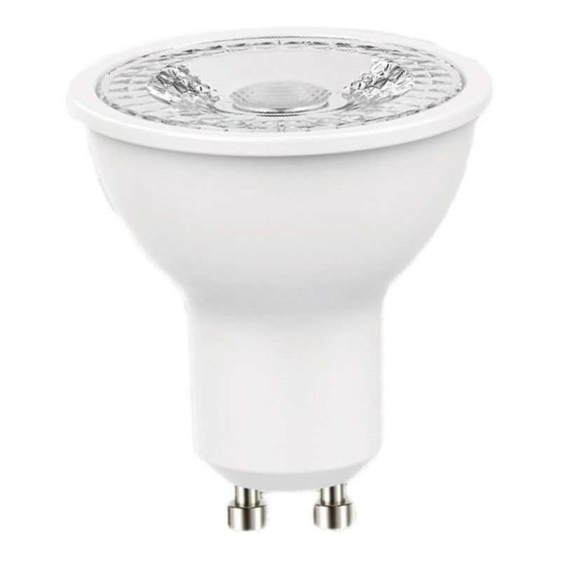 Dicroica Lampara Led Aluminio Pvc Luz Calida 7w Pack 10u Blanco Cálido