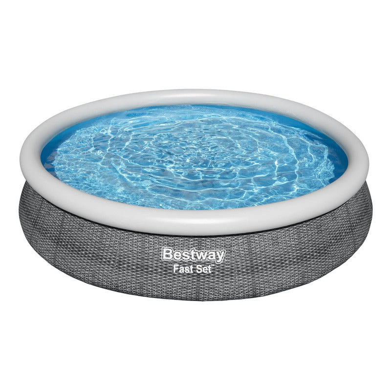 Pileta Inflable Redonda Bestway Fast Set 3.66 X 76 Gris Caja Gris