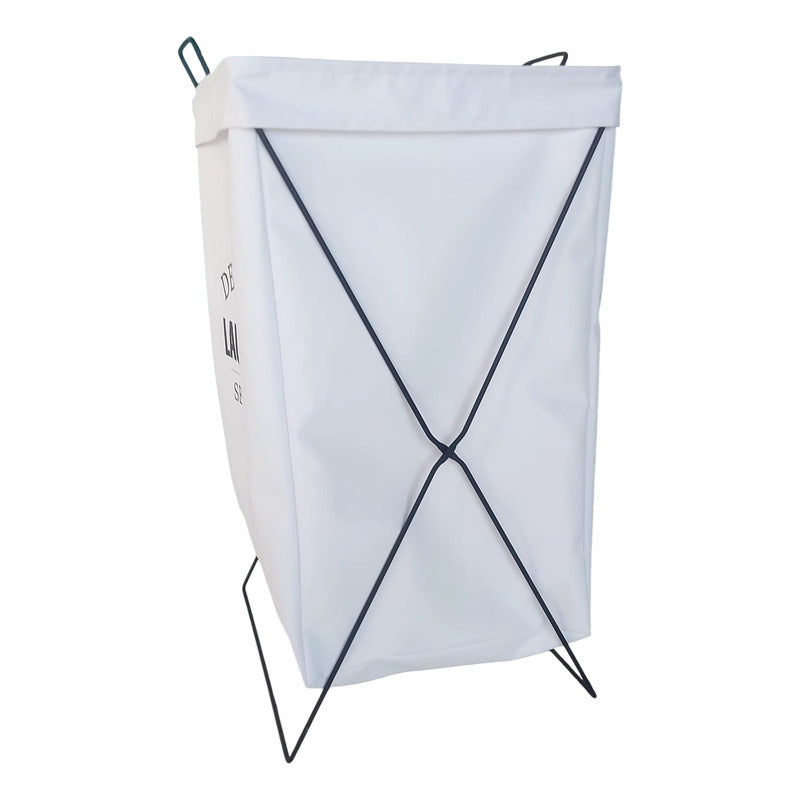 Cesto De Ropa Sucia Laundry Tela Plegable Exahome Lavable Blanco Lisa