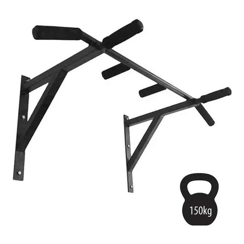 Barra De Dominadas Exahome Para Pared Con Triple Agarre Negro