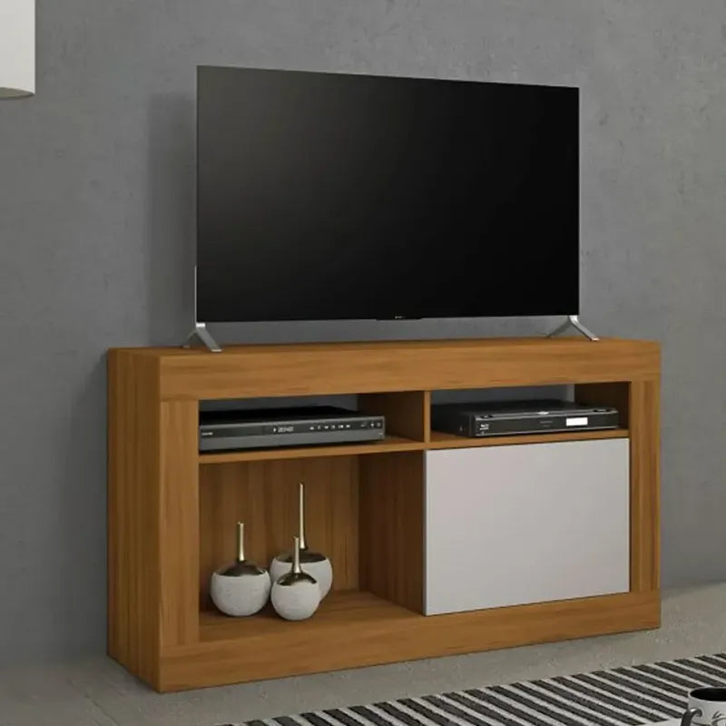 Rack Tv Premium Exahome 50 Pulgadas Mdp Puerta Corrediza Roble/blanco