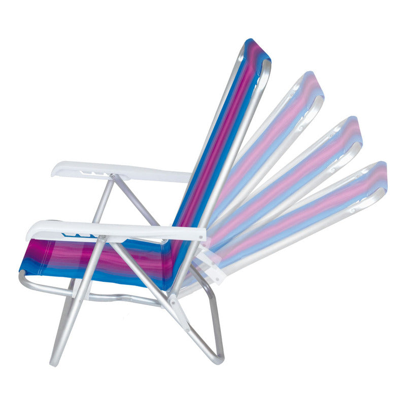 Reposera Aluminio 4 Posiciones Violeta Combinada Exahome Color Violeta Oscuro
