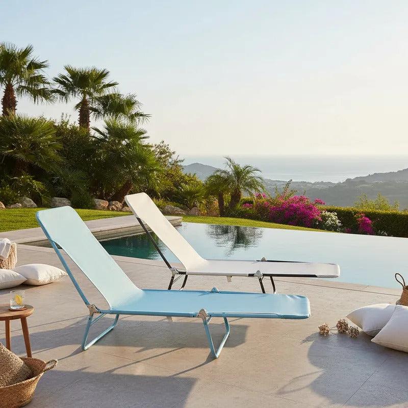 Reposera Camastro Silla Jardin Playa Pileta Cama Plegable Blanco