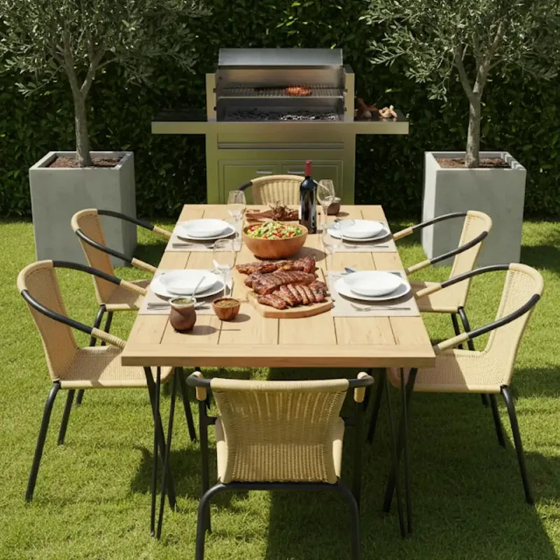 2 Sillas Ratan Interior Exterior Jardin Hogar Comercio Color Maiz