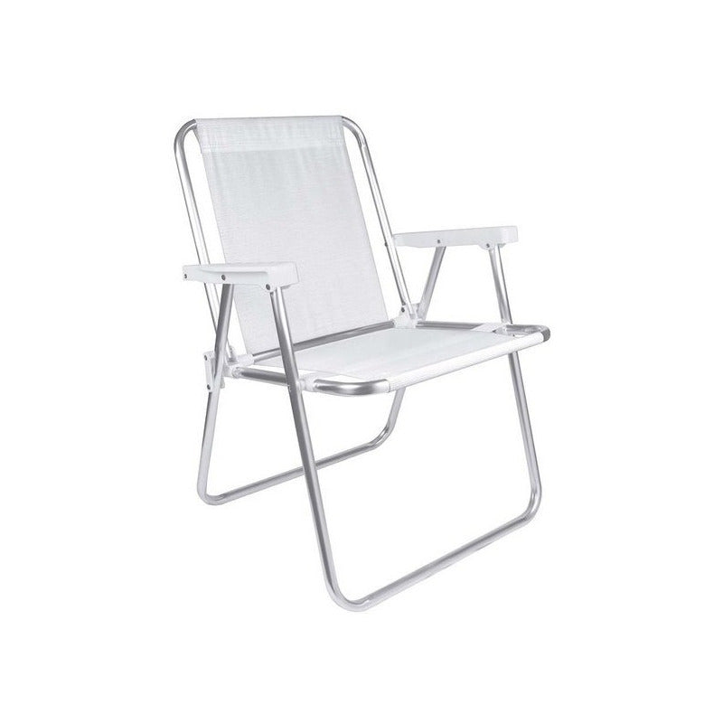 Reposera Silla Alta Exahome Aluminio Playa Camping Plegable Blanco Ultra Liviana
