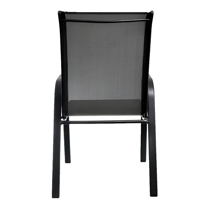 4 Sillas Reposera Textileno Apilable Jardin Country Hogar Color Gris