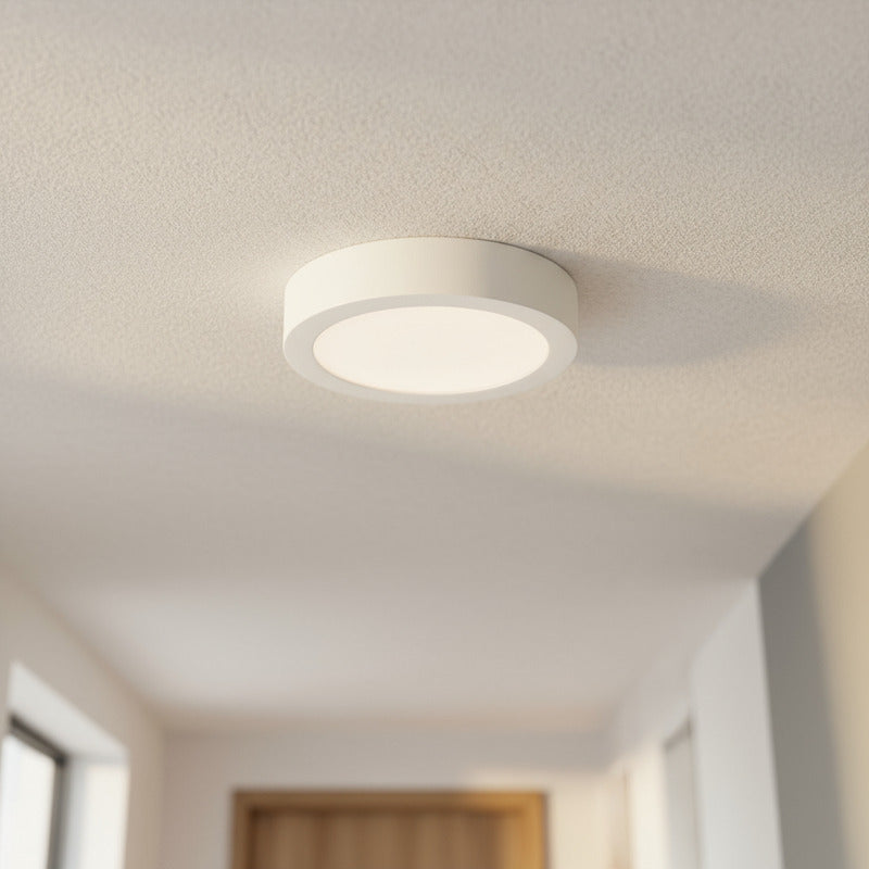 Plafon Redondo Con Base Circular 18w Luz Fria Pack 10u Blanco Frío