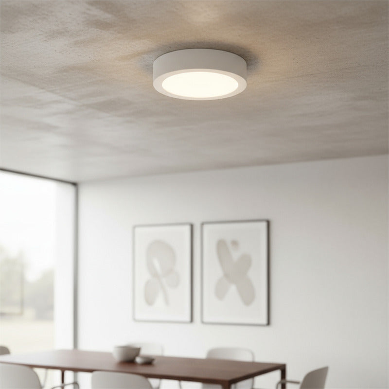 Plafon Con Base Redondo Circular 12w Luz Fria Blanco Frío