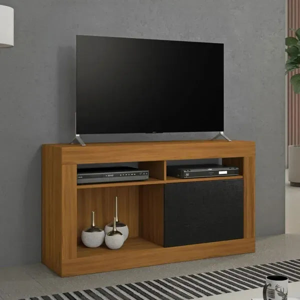 Rack Tv Premium Exahome 50 Pulgadas Mdp Puerta Corrediza Roble/negro