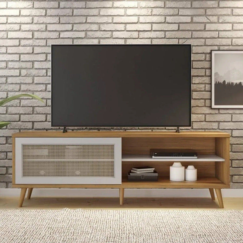 Rack Tv Premium Con Puerta Exahome Nordico 60 Pulgadas Blanco