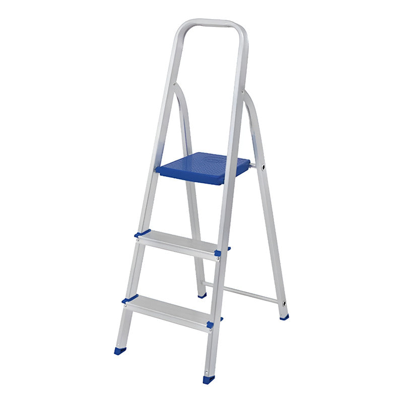 Escalera De Aluminio Plegable Tijera 120 Kg 3 Escalones Color Azul