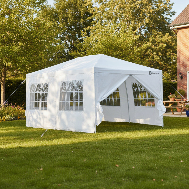 Gazebo Exahome 6x3 Pared Ventana + Puerta Impermeable Evento Blanco