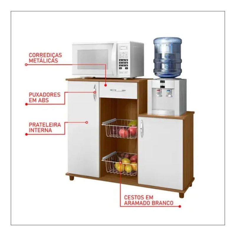 Mueble Frutero Organizador Exahome Porta Microondas Cocina Nogal