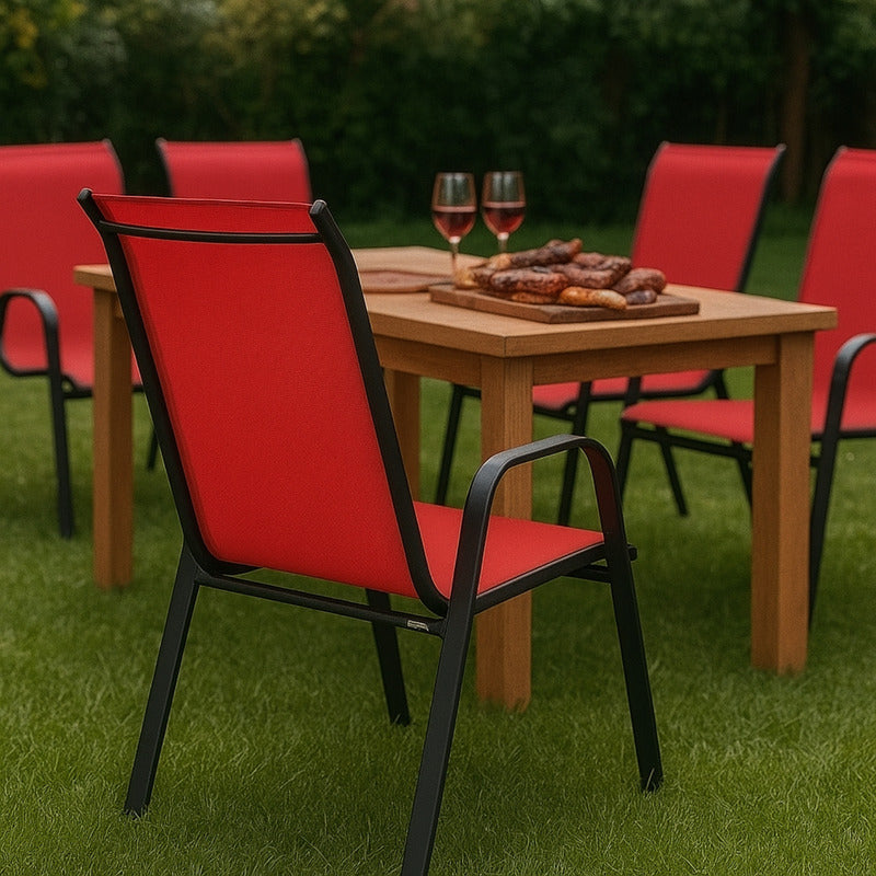 Silla Reposera Textileno Apilable Jardin Hogar Evento Countr