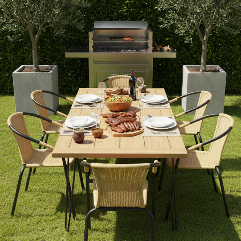 4 Sillas Rattan Apilable Hogar Jardin Bar Comercio Ratan