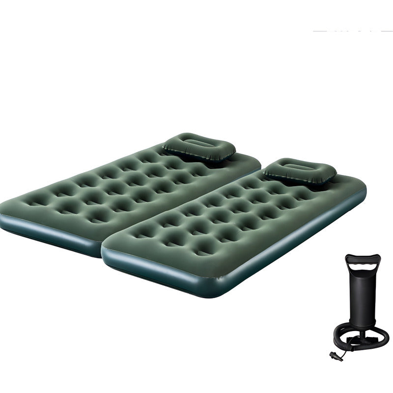 Combo 2 Colchones Inflables 1 Plaza+2 Almohadas + Inflador Verde