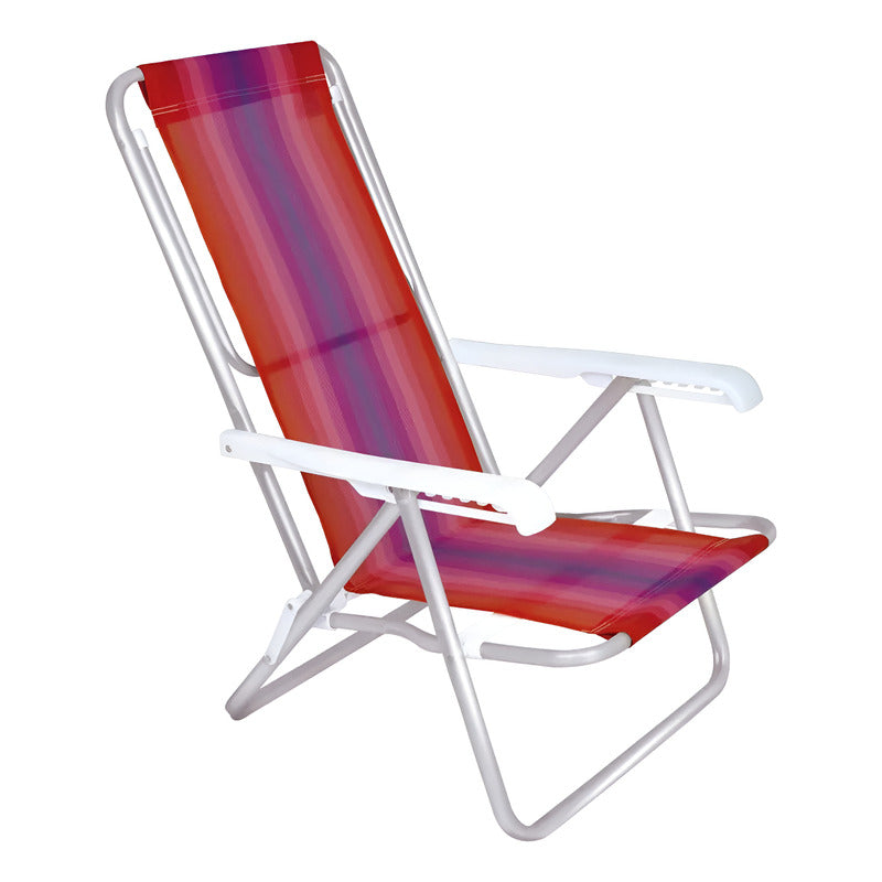 Reposera Aluminio 8 Posiciones Roja Combinada Exahome Ultra Color Rojo