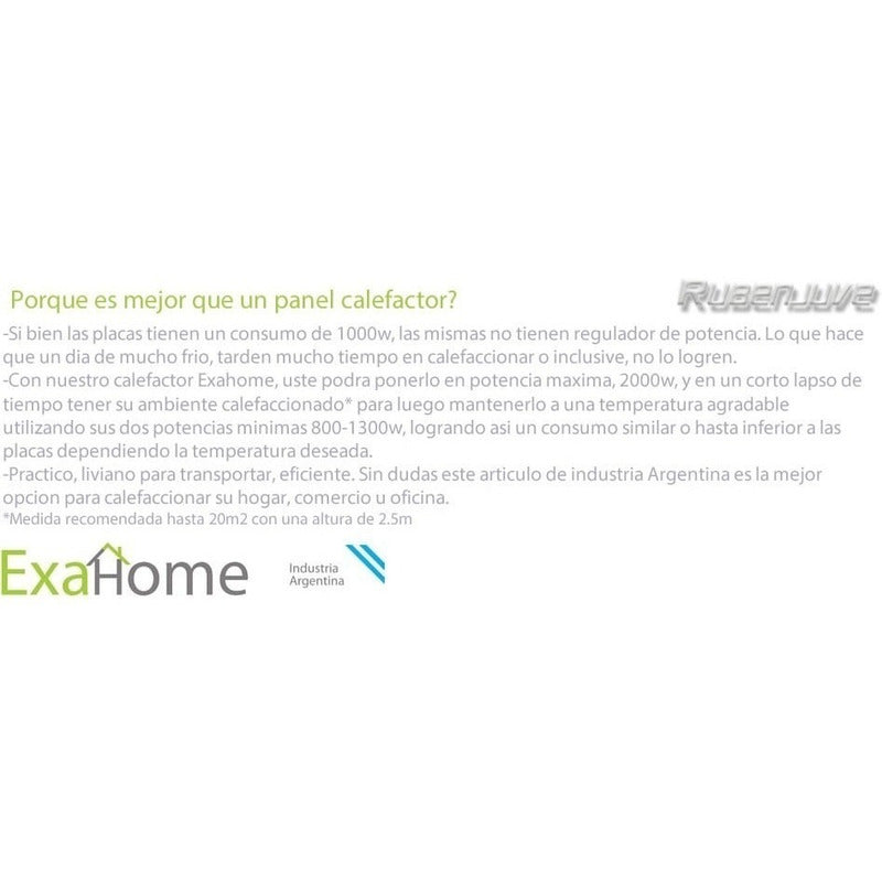 Combo 2 Calefactor Electrico Panel Estufa Exahome Calefaccio Blanco