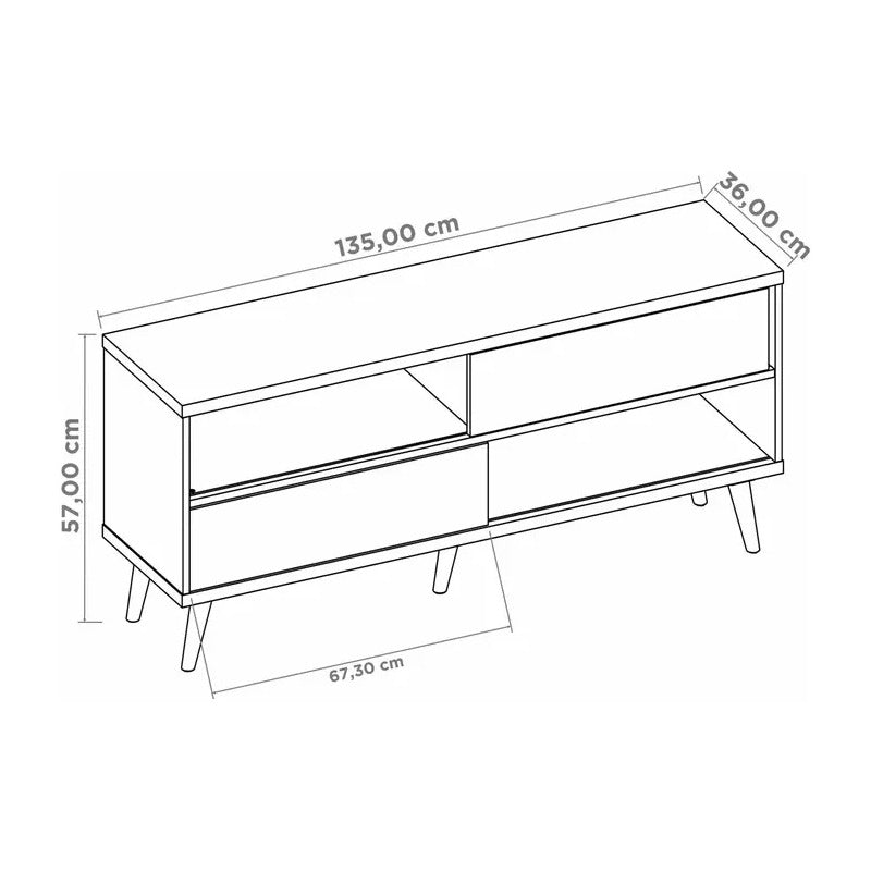 Rack Tv Premium Con 2 Puertas Exahome Nordico 50 Pulgadas Blanco