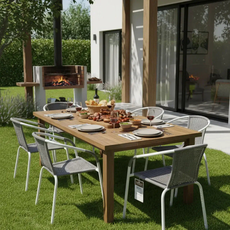 4 Sillas Rattan Apilable Hogar Jardi Gris