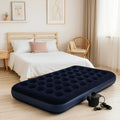 Combo Colchon Inflable 2 Plazas + Inflador Electrico 220v Azul