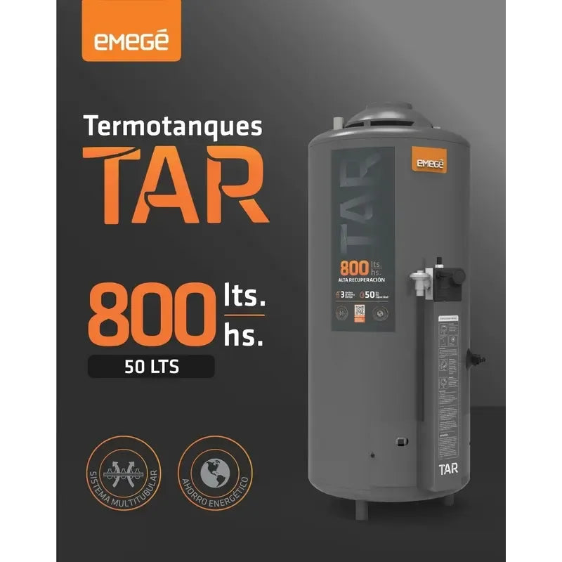 Termotanque Gas Natural Emegé Alta Recuperación Tar800 Negro Negro