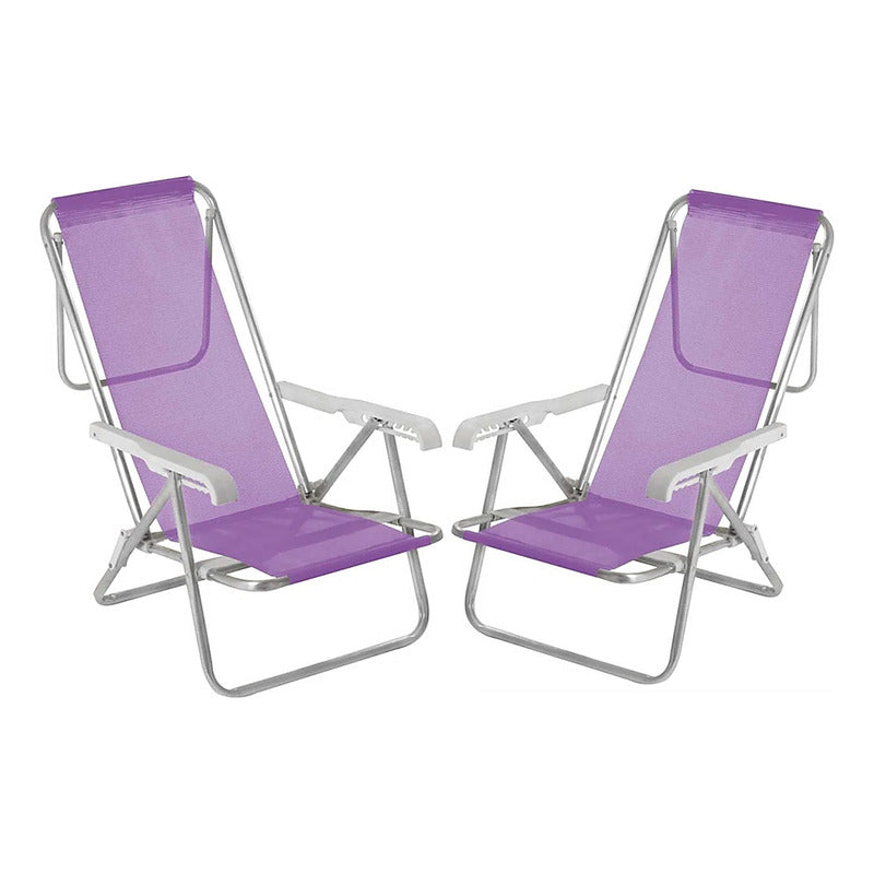 Combo 2 Reposeras 5 Posiciones + Carro P Tienda Oficial Negro