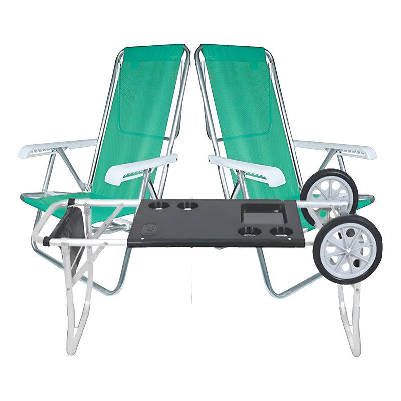 Carro Carrito Playero + 2 Reposeras Aluminio Playa Sillas