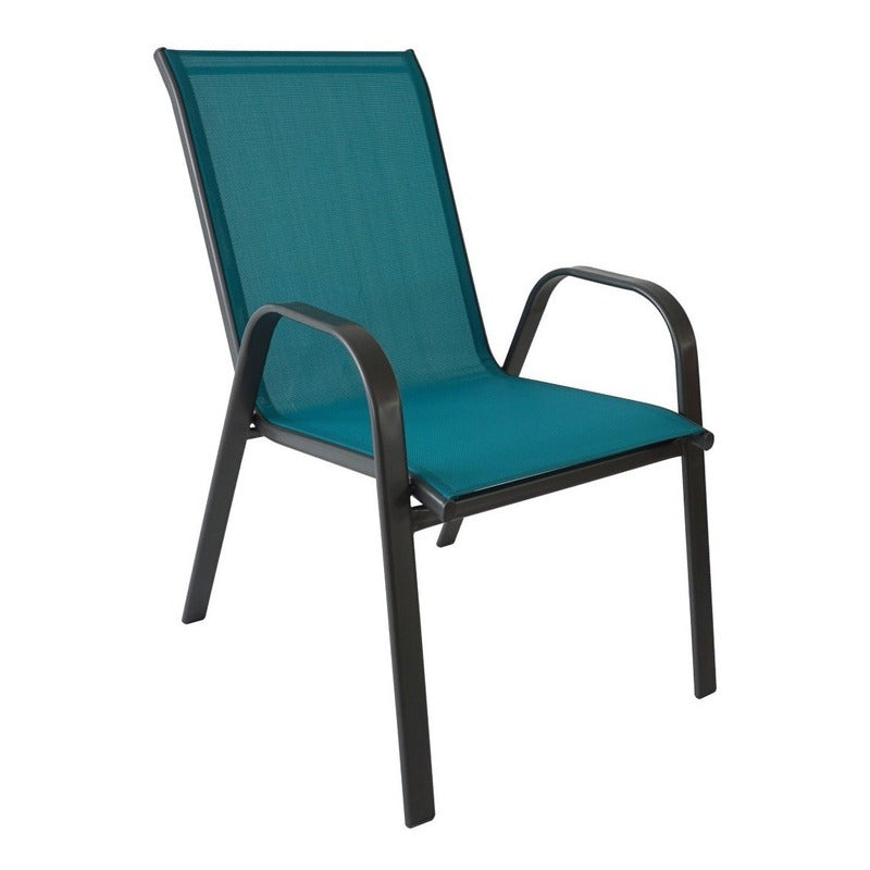 4 Sillas Reposera Textileno Apilable Jardin Country Hogar