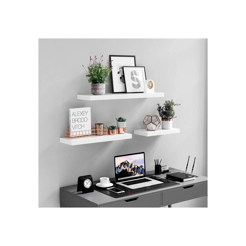 3 Estantes Flotantes Repisa Mensula Invisible 40 + 60 + 80cm Blanco