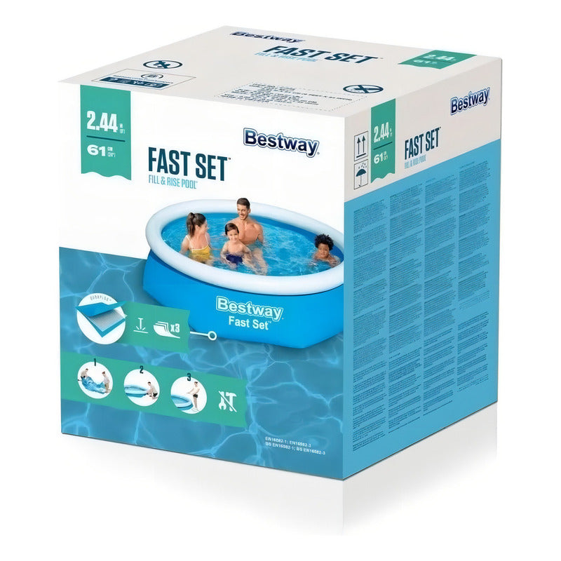 Pileta Inflable Redonda Fast Set 1880 Lts Bestway 57448 Color Azul