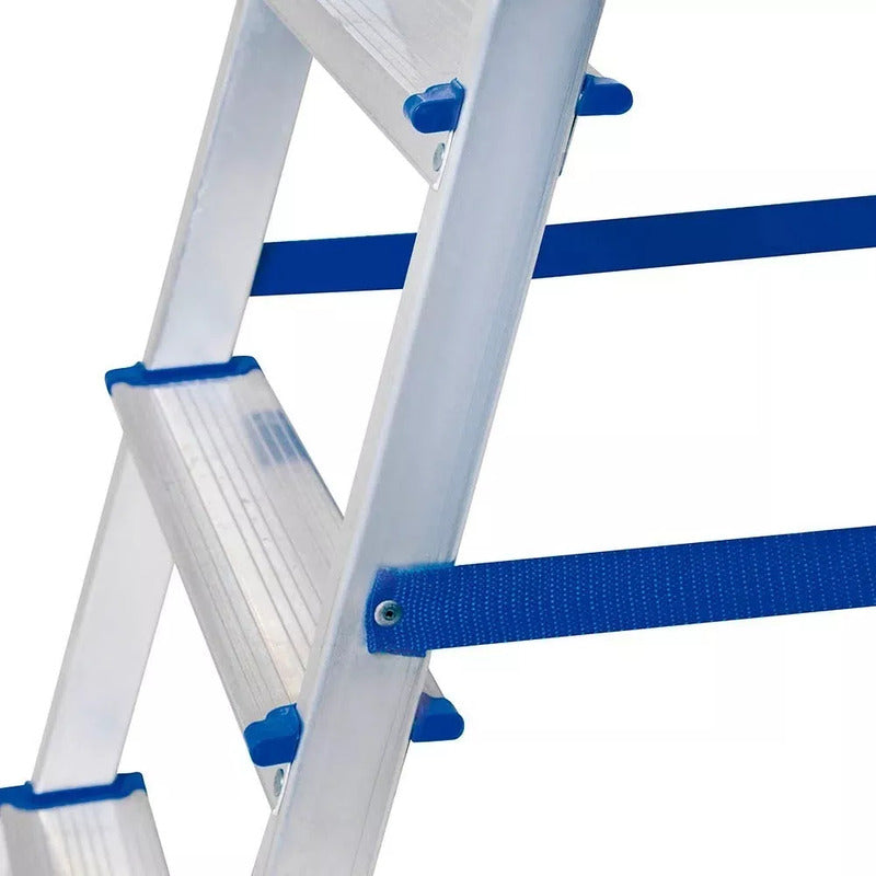 Escalera De Aluminio Plegable Tijera 120 Kg 3 Escalones Color Azul