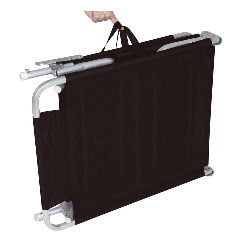 Reposera Cama Exahome 4 Posiciones Reclinable Aluminio Color Negro