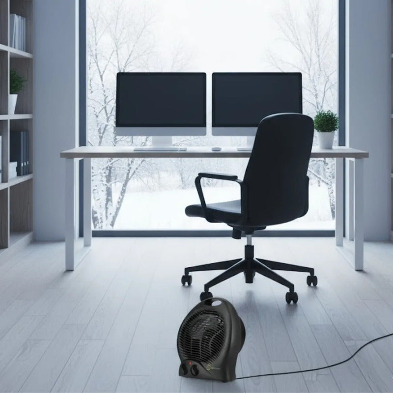 Caloventor Exahome Unico Con Termostato 2 Años De Color Negro