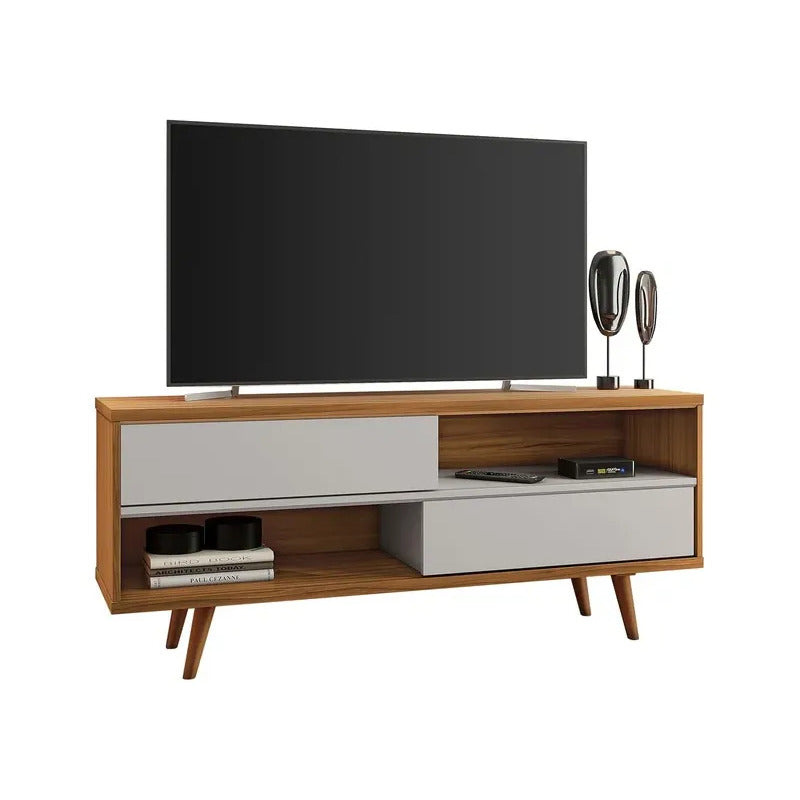 Rack Tv Premium Con 2 Puertas Exahome Nordico 50 Pulgadas Blanco