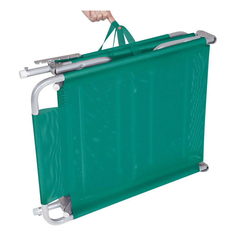 Reposera Cama Exahome 4 Posiciones Reclinable Aluminio Anis Anís