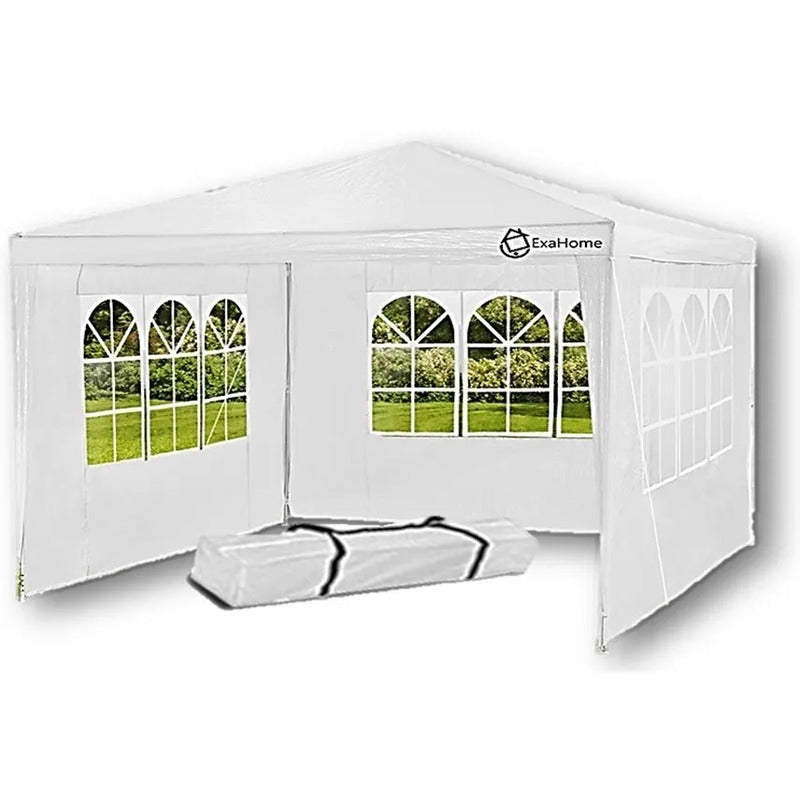 Gazebo De Rafia 4x3 Puerta Paredes Ve Blanco