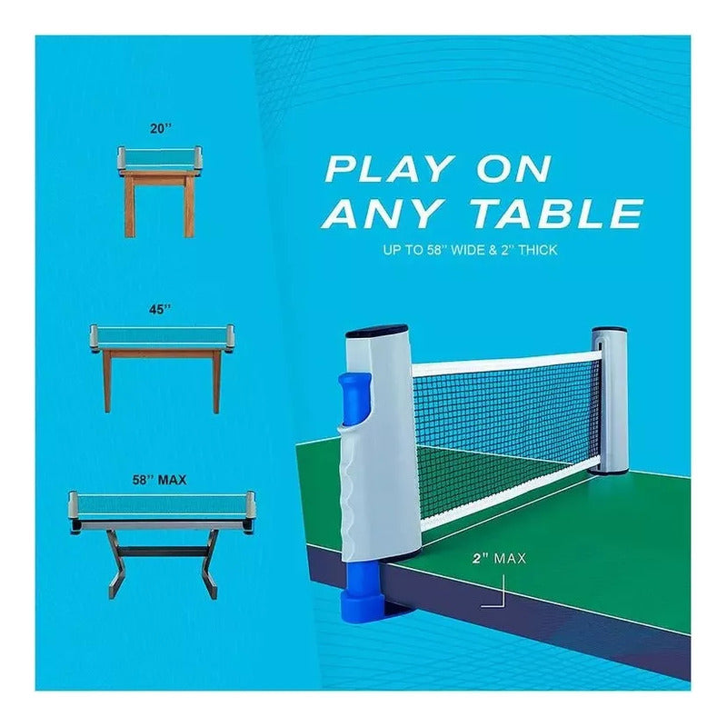 Set De Ping Pong 2 Paletas 1 Red 3 Pelotas Medida Ajustable