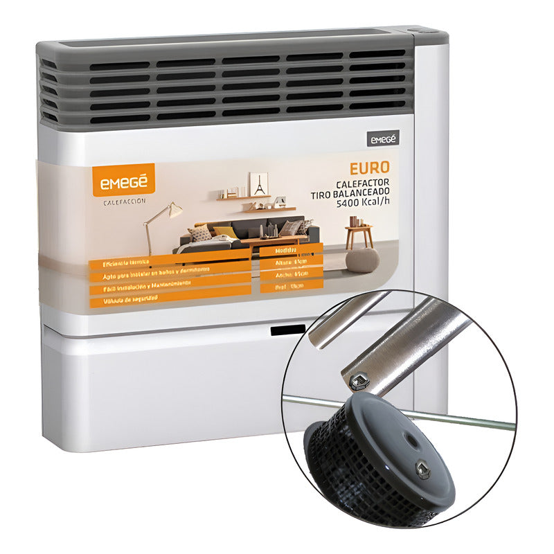 Calefactor Tiro Balanceado Emege Euro 5400 Tbu 2155 Garantia Gris