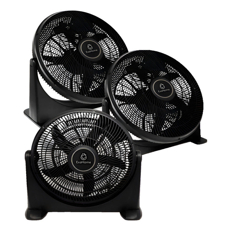 3 Ventiladores Turbo Exahome 20 Ventilador 3 Velocidades 50 Cm 50z Negro Pvc 5