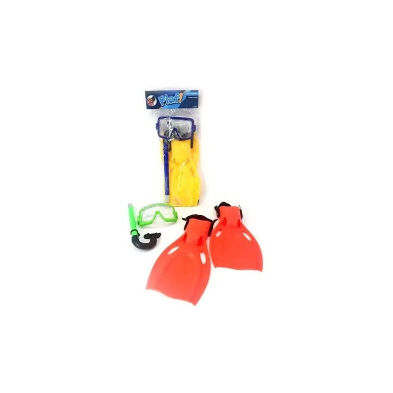 Set Buceo Infantil Mascara Snorkel Patas De Rana Ajustable