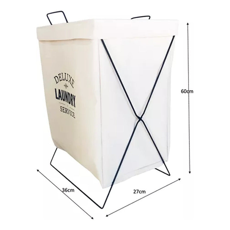Cesto Canasto Ropa Sucia Exahome Tela Impermeable Plegable Blanco Lisa
