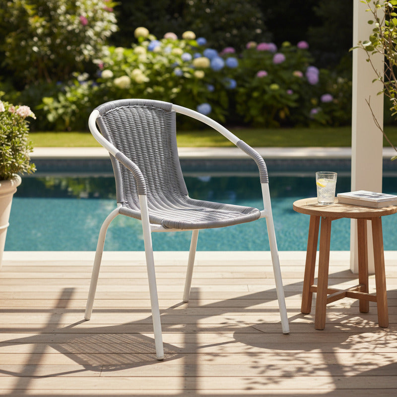 4 Sillas Rattan Apilable Hogar Jardin Bar Comercio Ratan